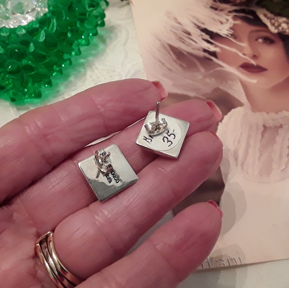 N/W/TAGS 925 SOLID STERLING JASPER EARRINGS - Picture 4 of 10